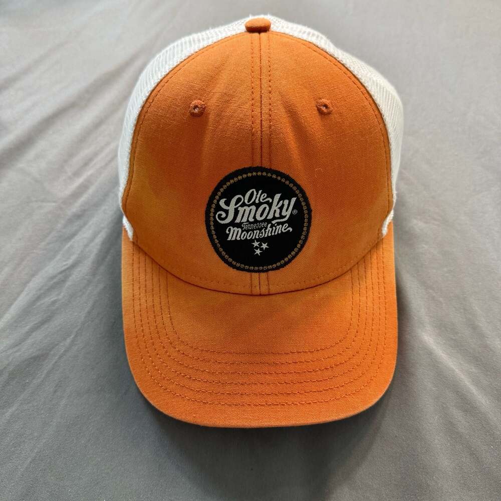 Ole Smoky Tennessee Moonshine Orange and White Mesh Trucker Hat Cap